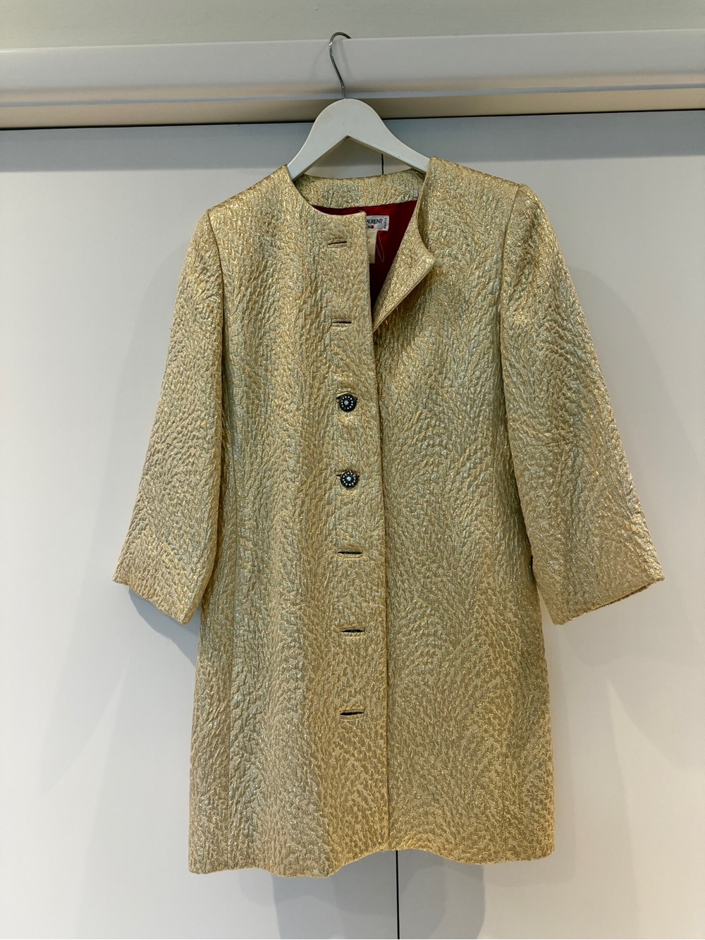 Yves Saint Laurent Metallic Gold Brocade Button Jacket